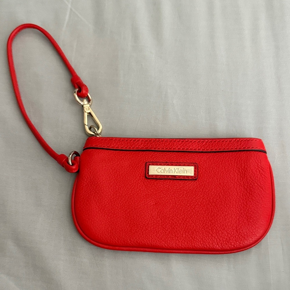 Calvin Klein Red Leather Wristlet